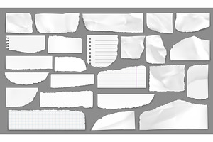 White torn paper rip pieces, a Decorative Illustration by Vector Tradition