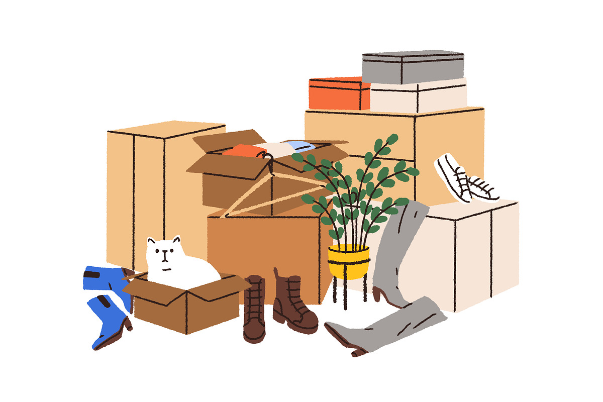 Cardboard boxes piles for moving set, an Object Illustration by Good Studio (Photo 5 of 7)