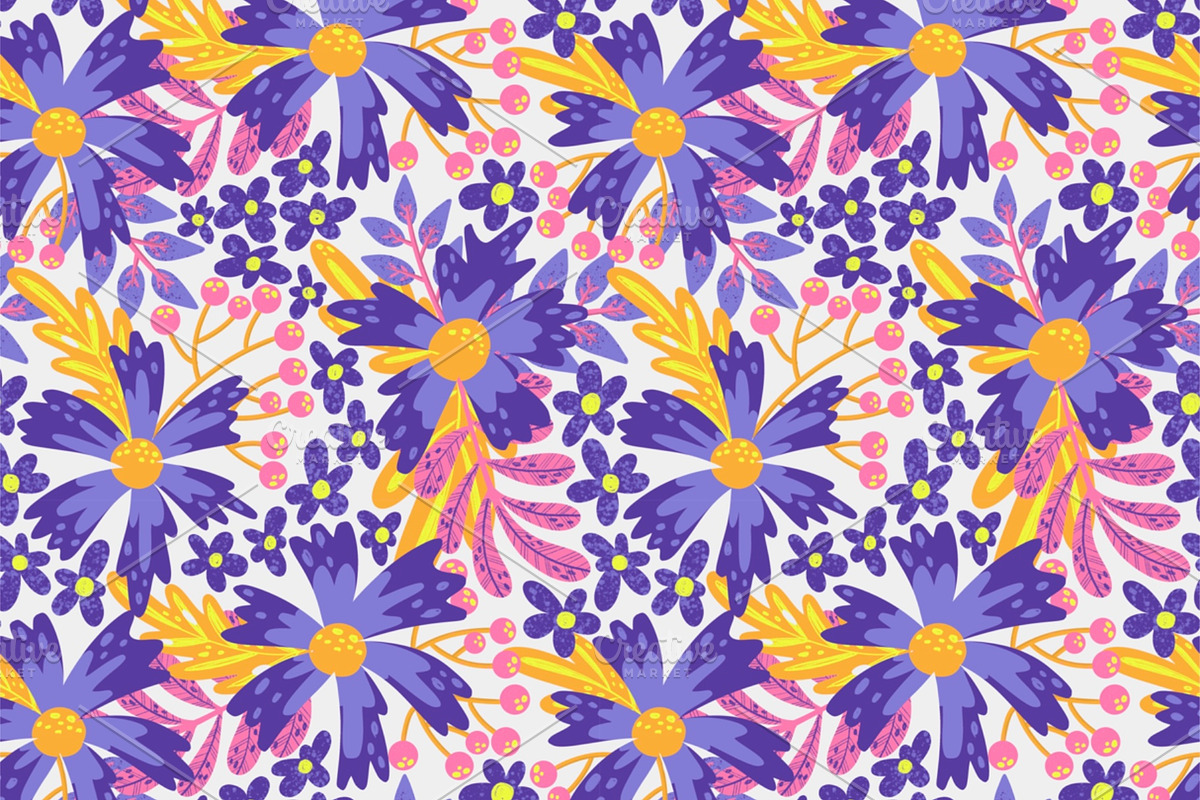 Flower mood seamless pattern, a Pattern Graphic by palllna (Photo 4 of 7)