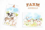 Farm Animals Watercolor clipart, an Animal Illustration by everysunsun (Thumbnail 5 of 6)