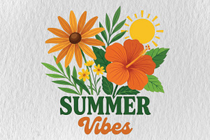 Summer Vibes Png, Floral Summer, a Work Illustration by DreamPrint404