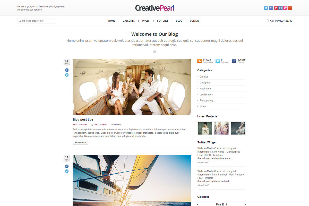 CreativePearl - Photography WP Theme, a WordPress Template by weblion (Photo 18 of 23)