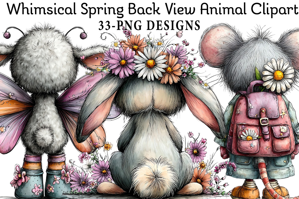 Spring Back View Animal Clipart, an Illustration by Daily.Designs (Photo 1 of 8)