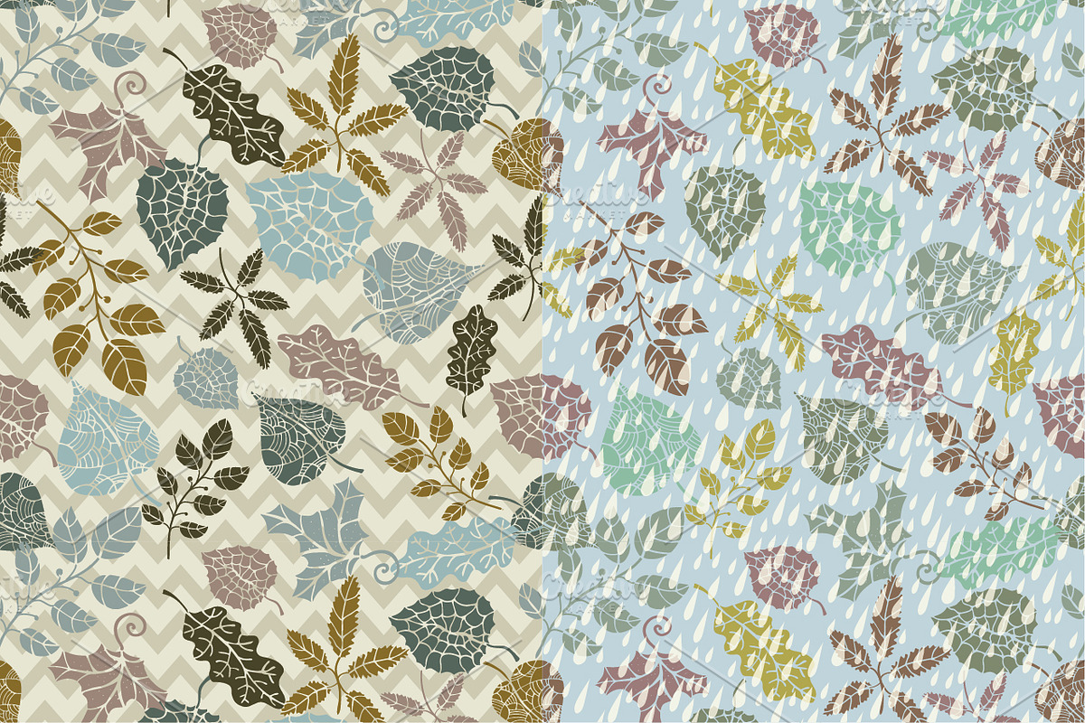 Autumn leaves seamless pattern set 1 preview 4