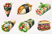 Watercolor Street Food Clipart, an Illustration by CreationArt (Thumbnail 4 of 5)