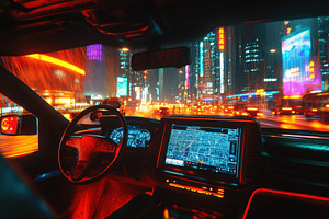 Nighttime city driving with a modern, a Photo by Pavel_design