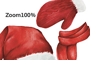Watercolour Santa red hats, a Seasonal Illustration by Julia Bogdan (Thumbnail 4 of 4)