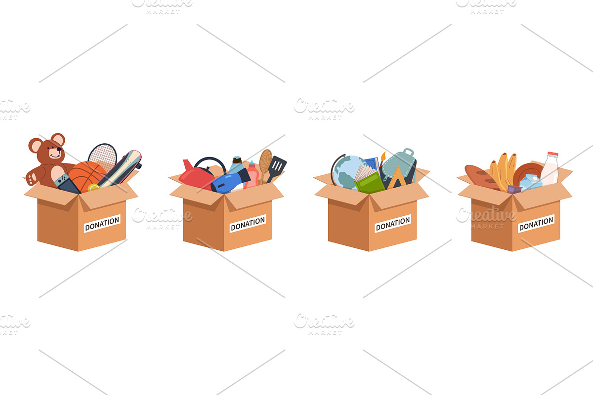 Cardboard donation boxes, an Object Illustration by YummyBuum
