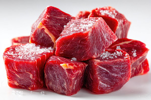 Salted Beef Cubes Ready for Cooking, a Photo by Pixeness Studio