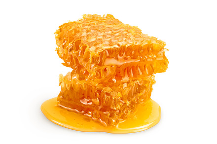 Honeycombs and honey puddle isolated, a Food & Drink Photo by NataPhoto