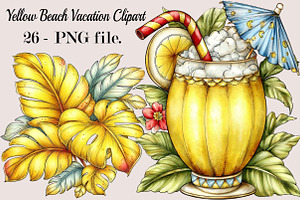 Yellow Beach Vacation Clipart, a Seasonal Illustration by SVGArt