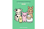 Cute Farm Animals Coloring Pages, an Object Illustration by Annudesign (Thumbnail 1 of 7)