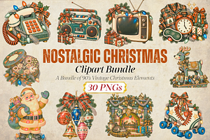 Nostalgic Christmas Clipart Bundle