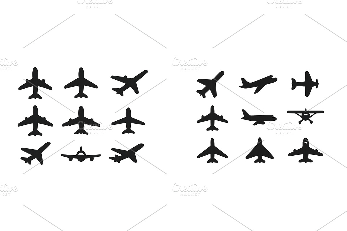 Silhouettes of various aircraft, a Transportation Illustration by ZinetroN