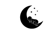 Adorable sleeping moon baby decor, an Illustration by Amazin_art (Thumbnail 23 of 25)