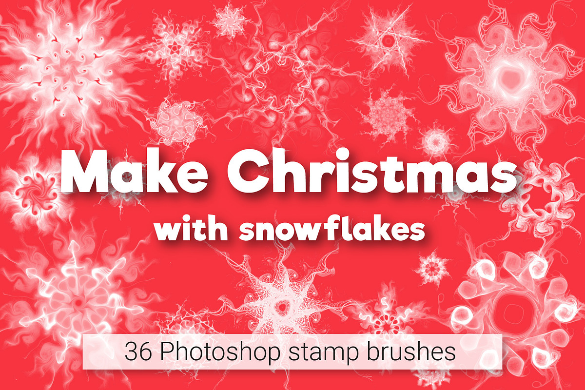 Snowflakes photoshop brush, a Brush Add-On by Olga Basheva (Photo 1 of 7)