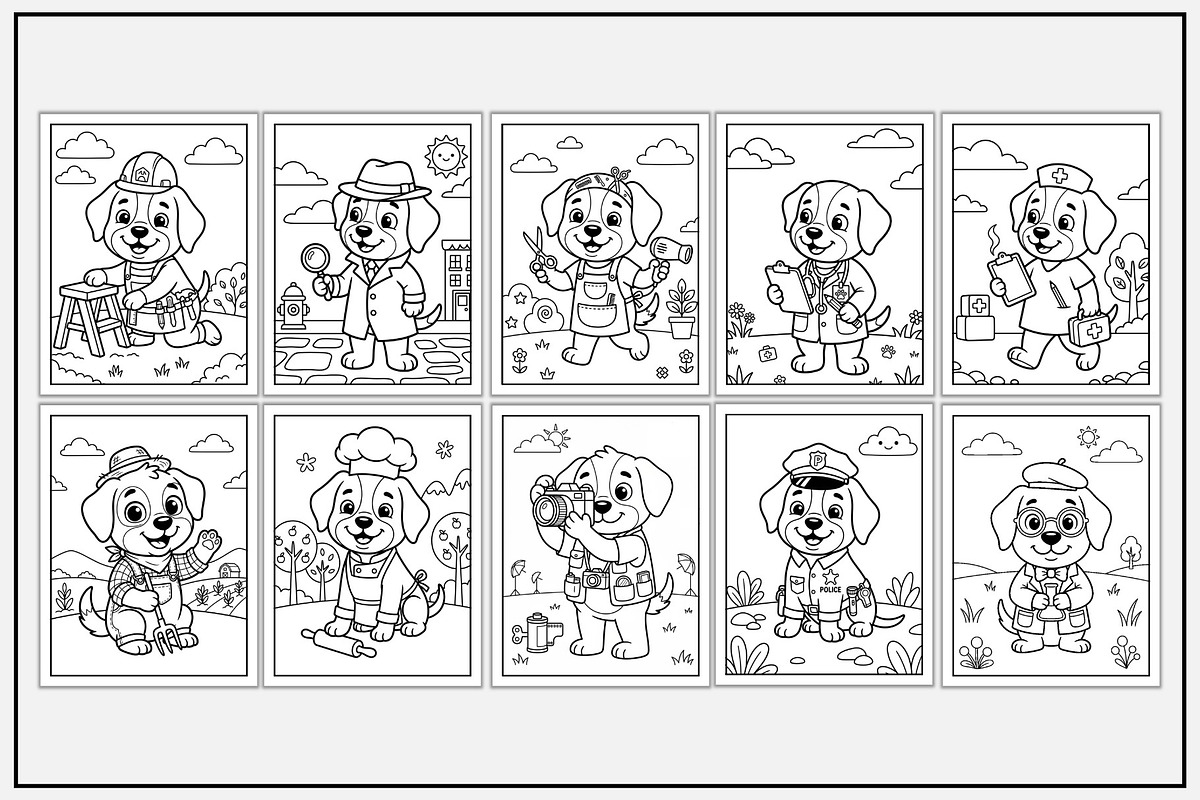 Dog Jobs & Careers Coloring Pages, an Animal Illustration by Lamia Emad (Photo 2 of 5)