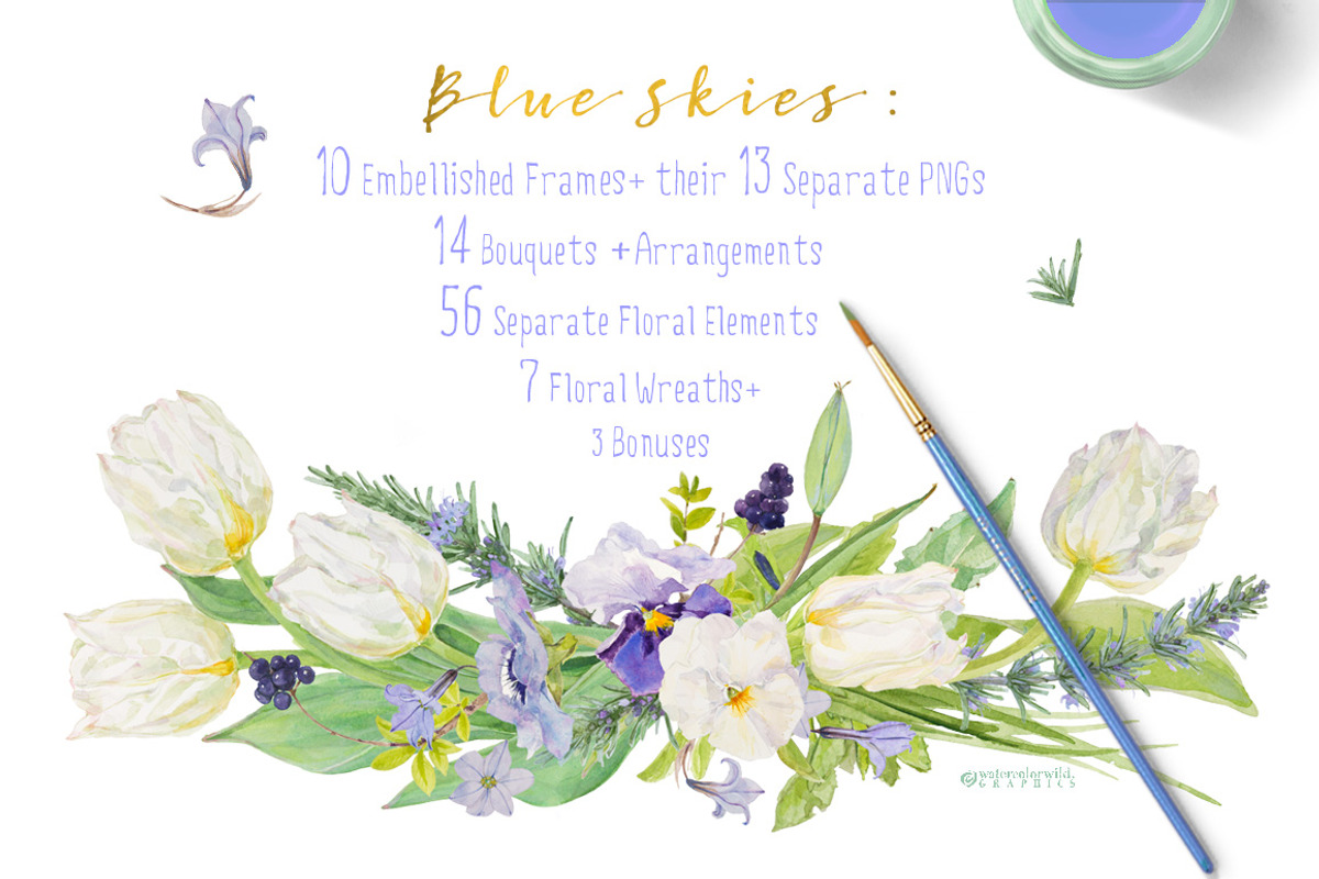 Watercolor Design Pack-Blue Skies, an Illustration by watercolorwild.graphics (Photo 2 of 11)