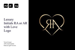 Initials RA or AR with Love Logo, a Branding & Logo Template by Luxury Logos