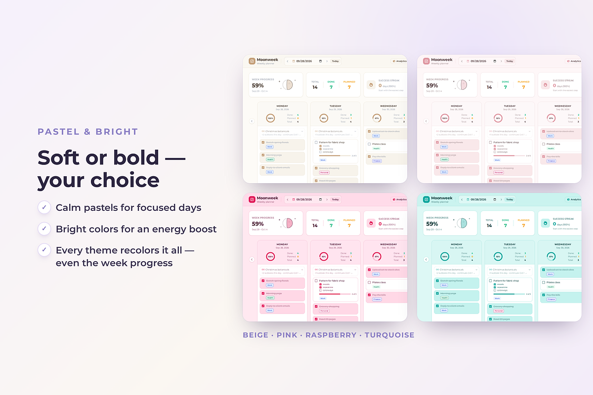 Weekly planner Interactive Moonweek, a HTML Template by Eves_Aquadreams (Photo 5 of 12)