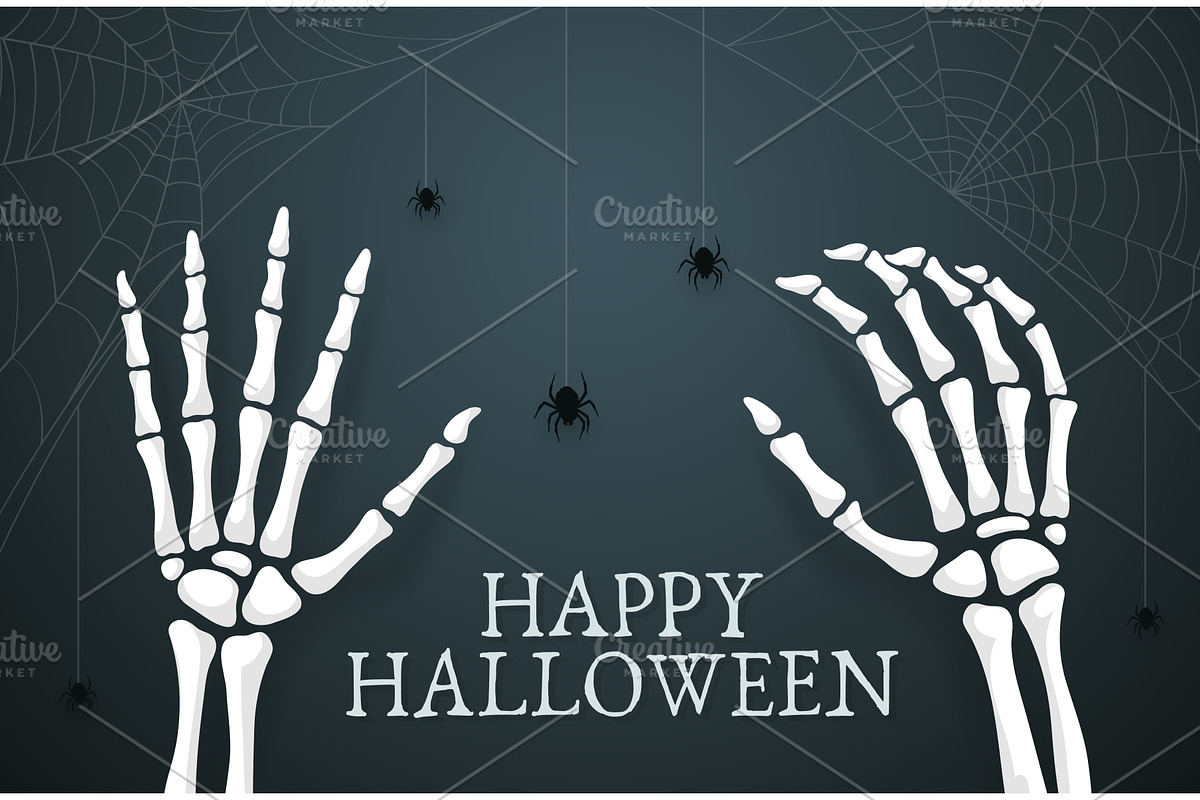 Halloween skeleton hands, an Illustration by Vector Tradition