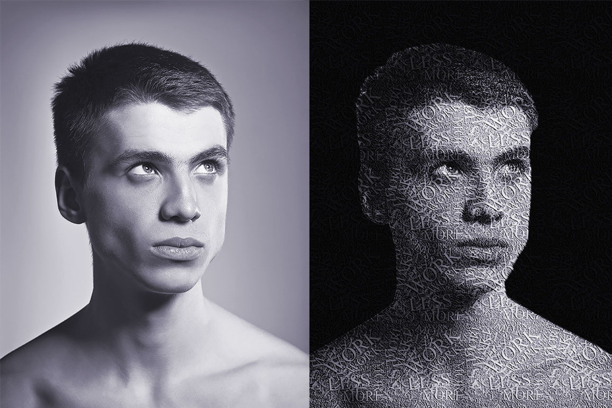 Text Portrait Photoshop Action, an Action Add-On by DESIGNAVO (Photo 7 of 10)