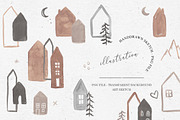 WATERCOLOR XMAS HOUSES PNG BUNDLE, an Illustration by KruthDesign (Thumbnail 1 of 10)