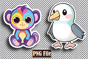 Cute Animal Stickers Bundle, an Animal Illustration by protabsorkar11 (Thumbnail 2 of 8)