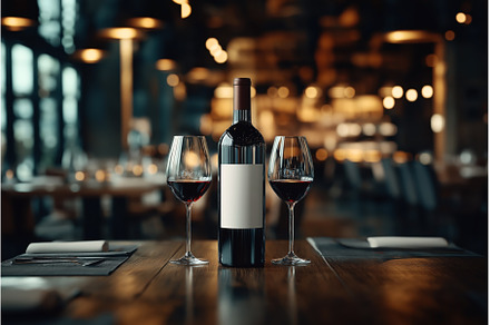 Elegant mockup of a wine bottle with, a Food & Drink Photo by Sergey Kotenev