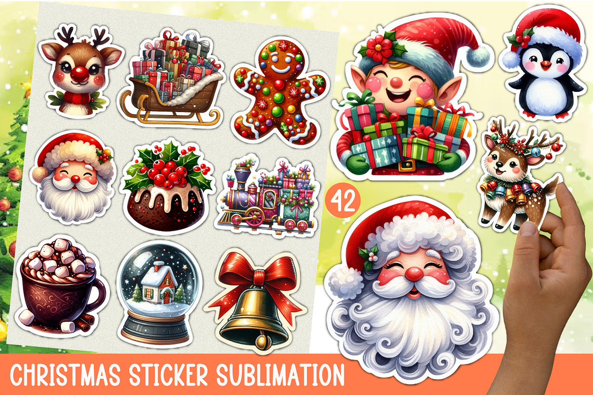Christmas Sticker Sublimation, an Illustration by OK Design (Photo 1 of 5)