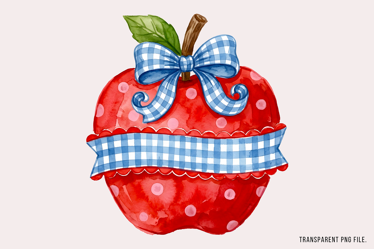 Custom Checkered Teacher Apple PNG, an Object Illustration by Clipart Bloom (Photo 3 of 3)