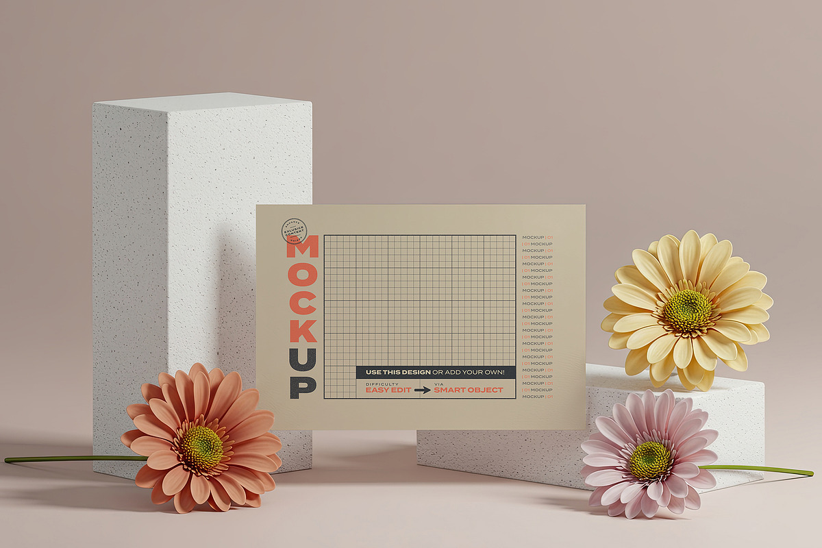 Pages and Cards with Flowers Mockups, a Mockup by Luuqas Design (Photo 7 of 9)