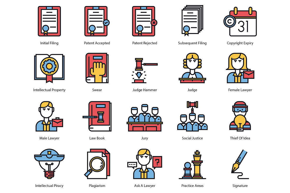 59 Law & Copyright Icons, an Outline Icon by Flat Icons (Photo 3 of 7)