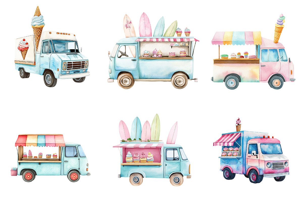 Summer Ice Cream Truck Clipart, an Illustration by Pixels.Craft (Photo 5 of 8)