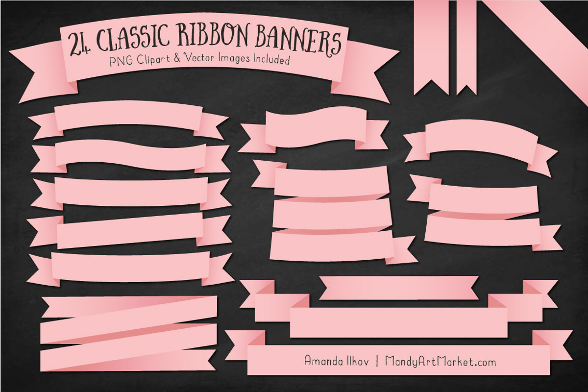 Soft Pink Ribbon Banner Clipart, an Illustration by Amanda Ilkov (Photo 2 of 4)
