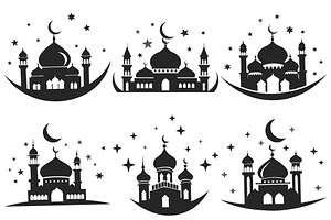Silhouette of Mosque with Crescent, an Object Graphic by Billah Hub