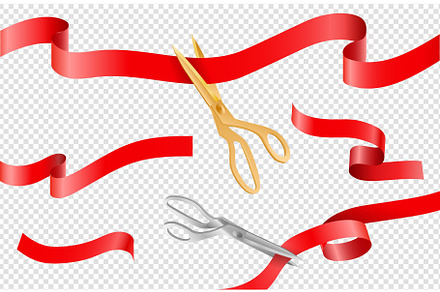 Ceremony ribbons. 3D scissors, grand, a Background Graphic by Valerie Bodnar