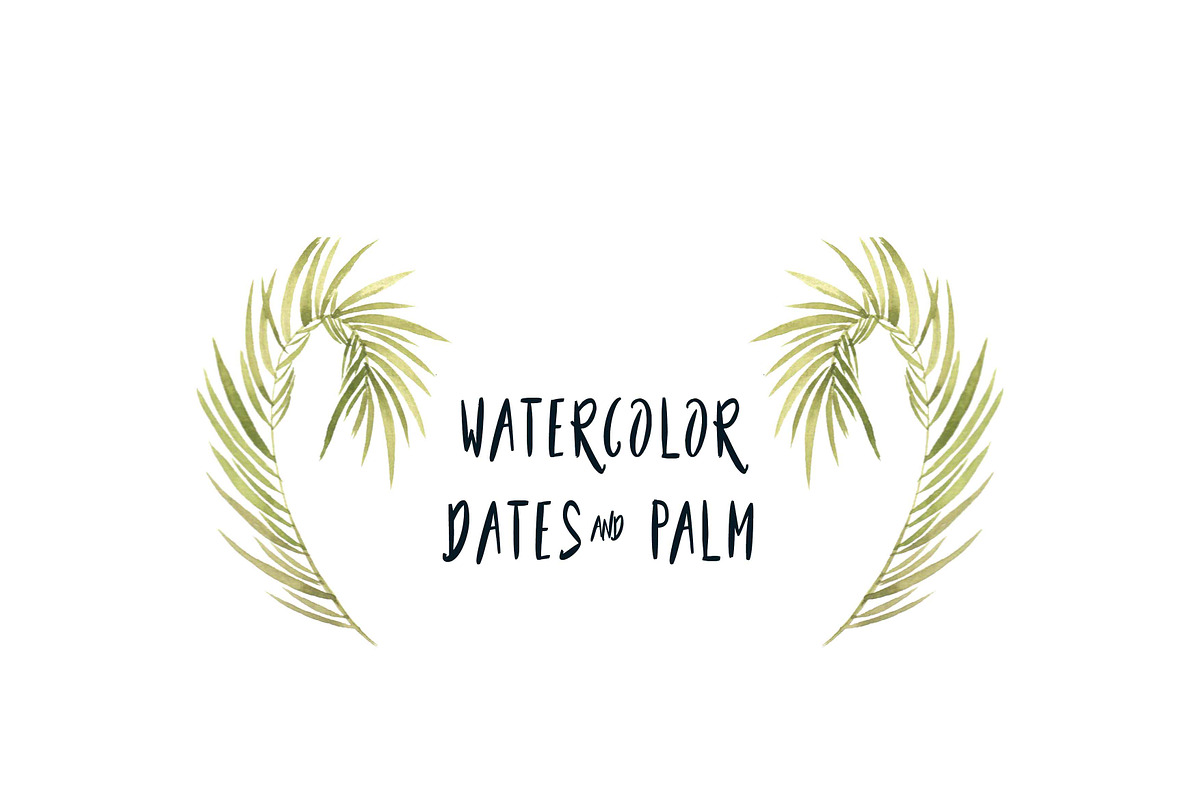 Watercolor Dates & Palms, an Object Graphic by Zahra Makes (Photo 1 of 2)