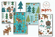 Winter Woods paper set, a Pattern Graphic by Poppymoondesign (Thumbnail 2 of 3)