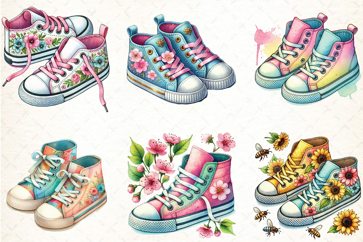 Spring Sneakers clipart bundle, an Illustration by DreamCafeArt (Photo 3 of 3)
