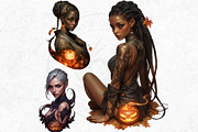 Pumpkin Queen Halloween clipart set, an Illustration by ThatsDesignArt (Thumbnail 10 of 10)