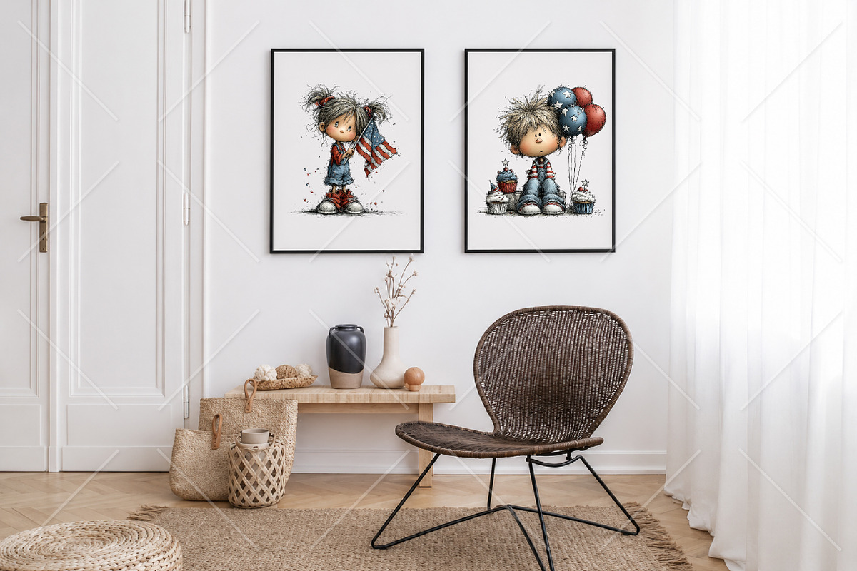 Whimsical 4th Of July Kids Clipart, a Seasonal Illustration by Canvas Craft (Photo 7 of 10)