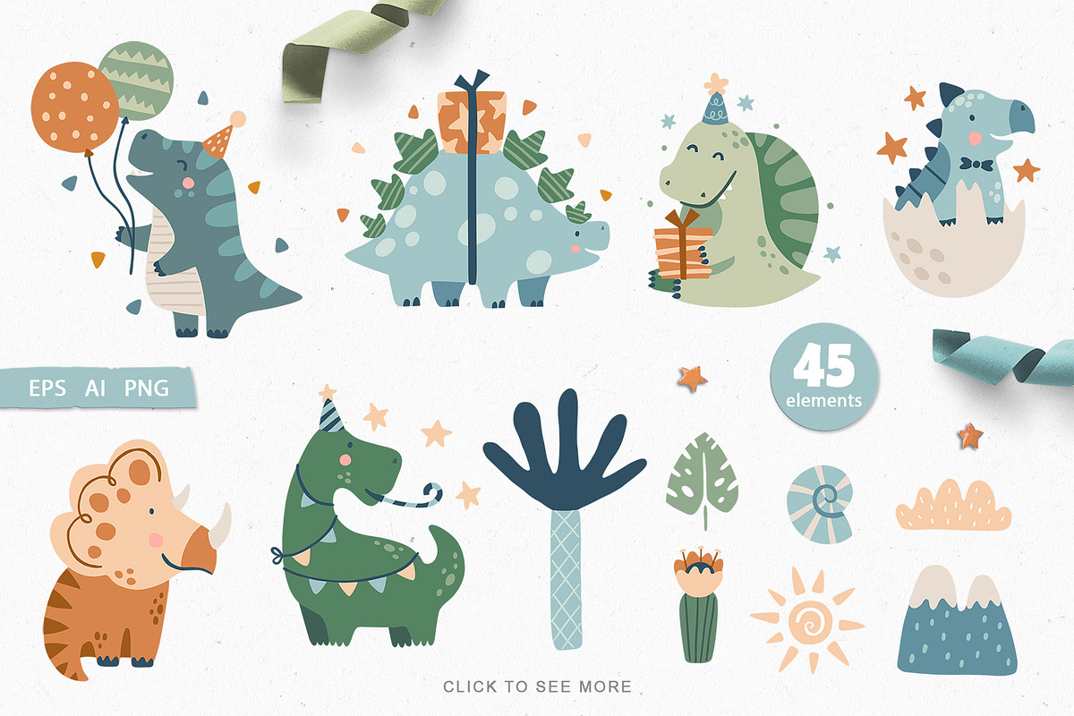 Dino Party, an Animal Illustration by Lori Room (Photo 2 of 6)