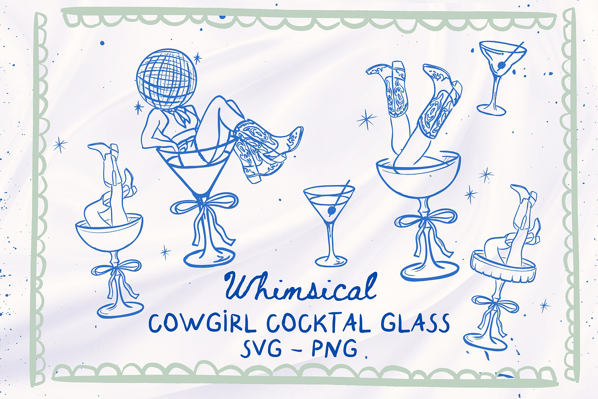 Whimsical Cowgirl Cocktails, a Person Illustration by Honey Island Studio (Photo 1 of 4)