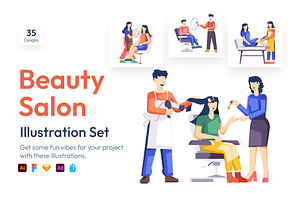 Beauty Salon Vector Art Set, a Person Illustration by Vectors Market