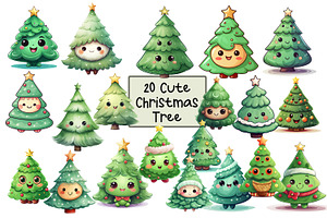 20 Cute Christmas tree clipart