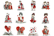Valentine Book Lover Clipart Bundle, an Illustration by Designking (Thumbnail 3 of 5)
