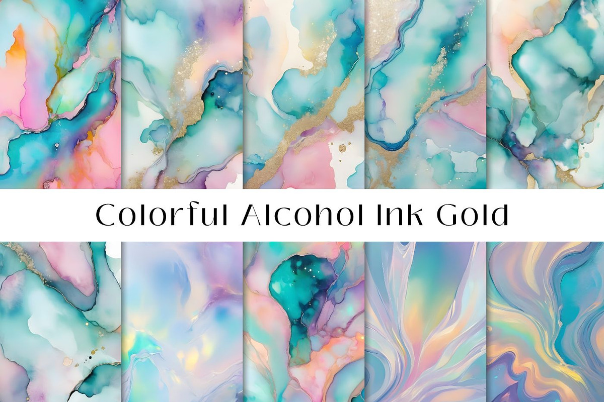 20 Alcohol Ink Gold Digital Paper, a Background Graphic by UniqueMe (Photo 4 of 10)