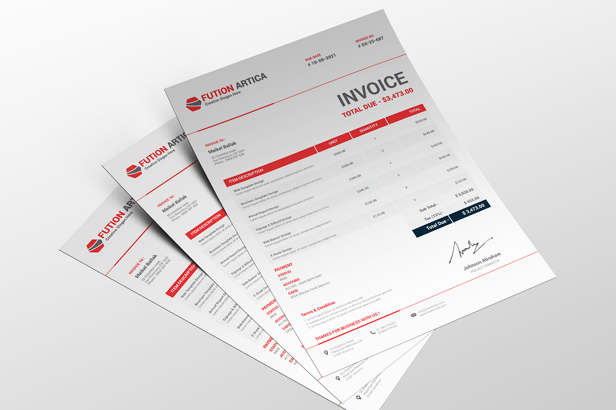 Invoice Fution Design-1, a Print Template by alimran24 (Photo 5 of 7)