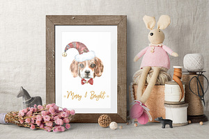 Christmas Watercolor Beagle Cards